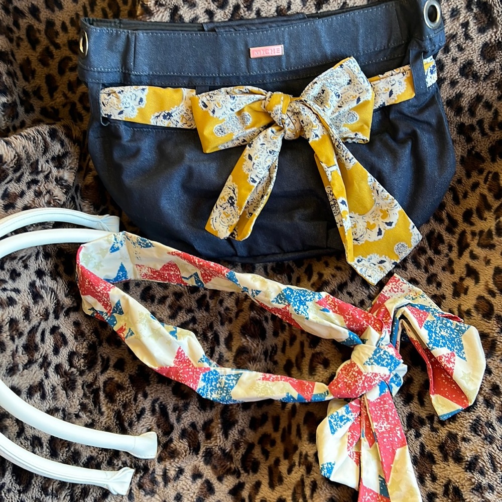 Miche demi Americana with extra tie + white handles